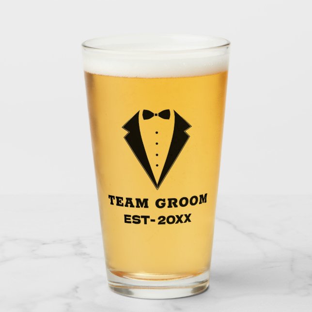 Groomsmen Proposal Glass, Team Groom Personalised  Glass (Front Filled)