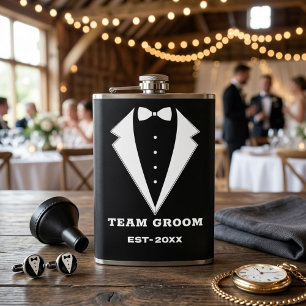 Groomsmen Proposal Glass, Team Groom Personalised  Hip Flask