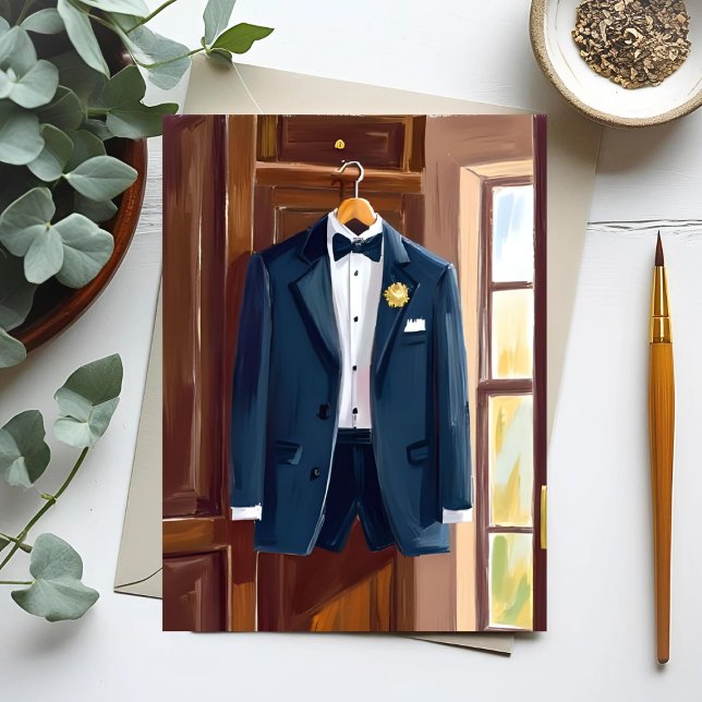 Groomsmen’s Tuxedo | Wedding Bachelor Watercolor Postcard (Creator Uploaded)
