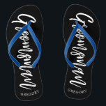 Groomsmen | Script Style Custom Wedding Thongs<br><div class="desc">A little something for your ultra special Groomsmen. Have them happy to stand by your side on your special day of matrimony with this unique set of personalised flip-flops. It features the words "groomsmen" in an elegant script style text. Underneath this towards the heel is a spot for a custom...</div>