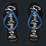 Groomsmen | Script Style Custom Wedding Thongs<br><div class="desc">A little something for your ultra special Groomsmen. Have them happy to stand by your side on your special day of matrimony with this unique set of personalised flip-flops. It features the words "groomsmen" in an elegant script style text. Underneath this towards the heel is a spot for a custom...</div>