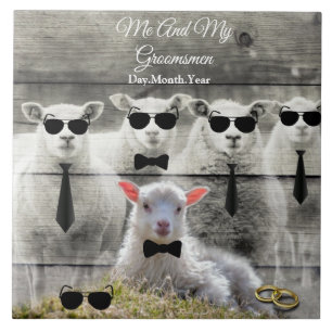 Groomsmen Sheep Flock Baby Lamb Ceramic Tile