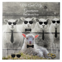 Groomsmen Sheep Flock Baby Lamb Ceramic Tile