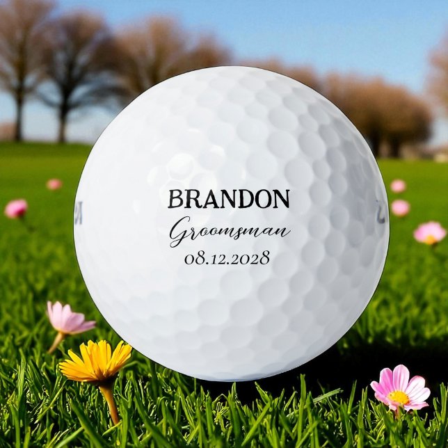 Groomsmen Wedding Typography Modern Golf Balls (Creator Uploaded)