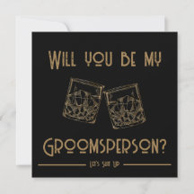 Groomsperson Invitation Card Whiskey Glasses