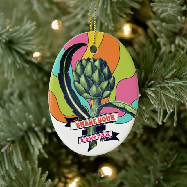 Groove thing artichoke culinary foodie Christmas Ceramic Ornament (Tree)