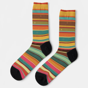 Groove Waves 70s Psychedelic Line Pattern Collecti Socks