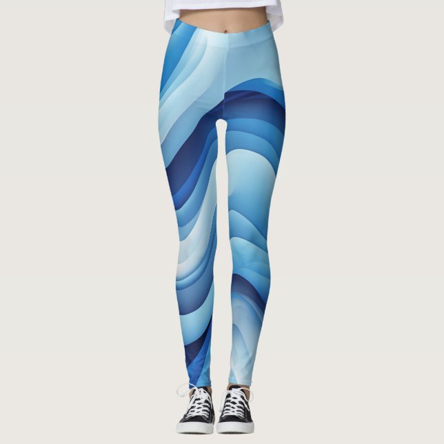 Groove Waves 70s Psychedelic Line Pattern Leggings (Front)