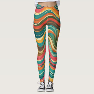 Groove Waves 70s Psychedelic Line Pattern Leggings