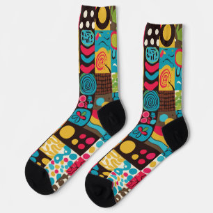 Groove Waves 70s Psychedelic Line Pattern Socks