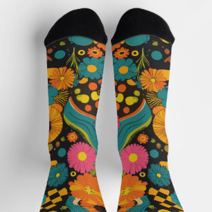 Groove Waves 70s Psychedelic Line Pattern Socks