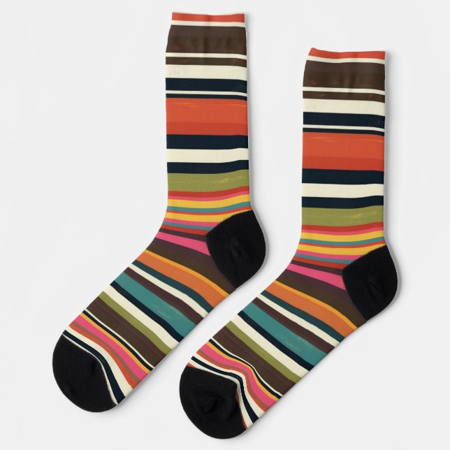 Groove Waves 70s Psychedelic Line Pattern Socks (Left)