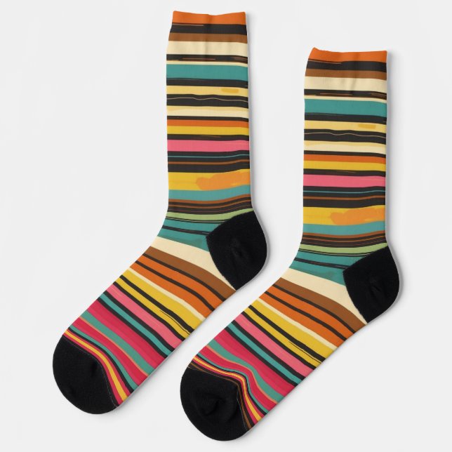 Groove Waves 70s Psychedelic Line Pattern Socks (Left)