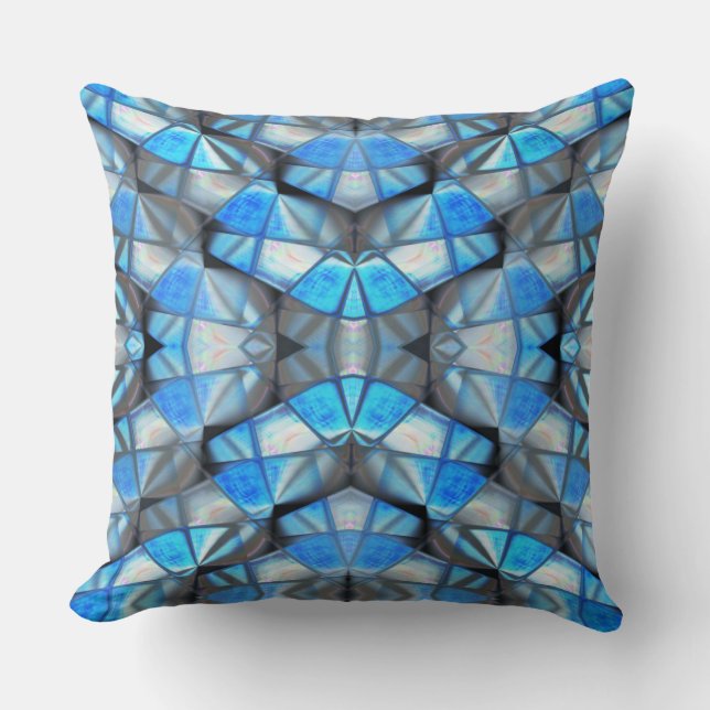 Grooves generating cyan and blue gradient stained  cushion (Front)