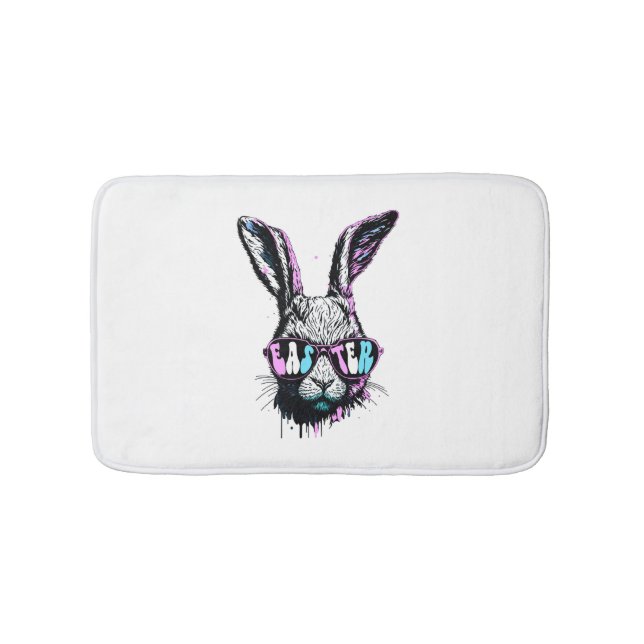 Groovi Rabbit Bunny Face With Sunglasses Easter Bath Mat (Front)