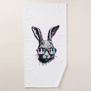 Groovi Rabbit Bunny Face With Sunglasses Easter Bath Towel