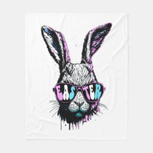 Groovi Rabbit Bunny Face With Sunglasses Easter Fleece Blanket