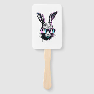 Groovi Rabbit Bunny Face With Sunglasses Easter Hand Fan