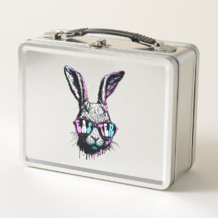 Groovi Rabbit Bunny Face With Sunglasses Easter Metal Lunch Box