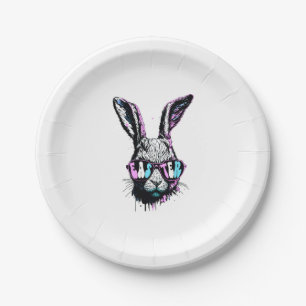 Groovi Rabbit Bunny Face With Sunglasses Easter Paper Plate