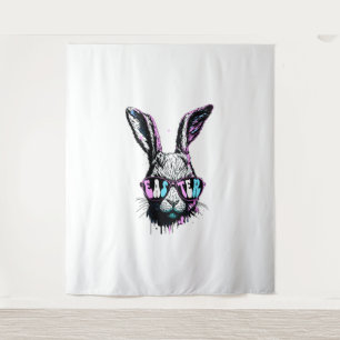 Groovi Rabbit Bunny Face With Sunglasses Easter Tapestry