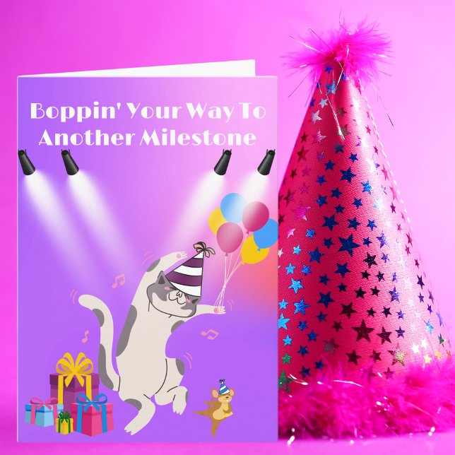 Groovin’ Cat Milestone Birthday Card (Creator Uploaded)