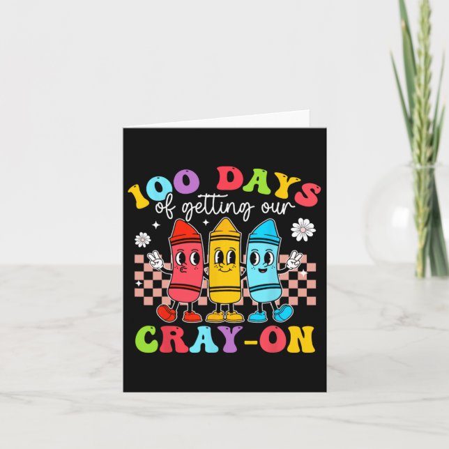 Groovy 100 Days Getting Crayon Students Teacher Sc Card (Front)
