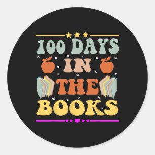 Groovy 100 Days In The Books 100th Day Of School T Classic Round Sticker