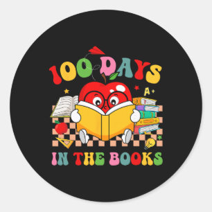 Groovy 100 Days In The Books Reading 100th Day Of Classic Round Sticker