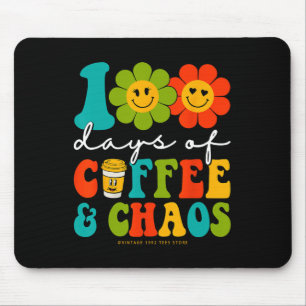 Groovy 100 Days Of Coffee And Chaos Teacher 100 Da Mouse Pad