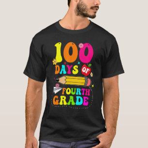 Groovy 100 Days Of Fourth Grade Kids Teacher 100th T-Shirt
