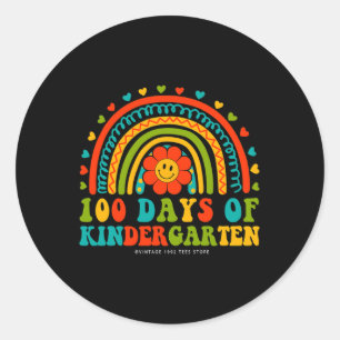 Groovy 100 Days Of Kindergarten Teachers Kids Rain Classic Round Sticker