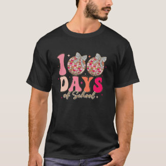 Groovy 100 Days of School Coquette Bow 100th Day o T-Shirt