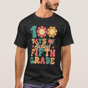 Groovy 100 Days Of School Fifth Grade Teacher Stud T-Shirt
