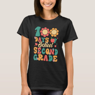 Groovy 100 Days Of School Second Grade Teacher Stu T-Shirt