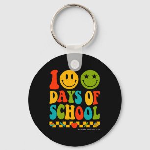 Groovy 100 Days Of School Student Teachers Kids Hi Key Ring