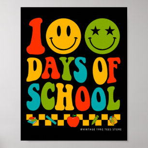 Groovy 100 Days Of School Student Teachers Kids Hi Poster