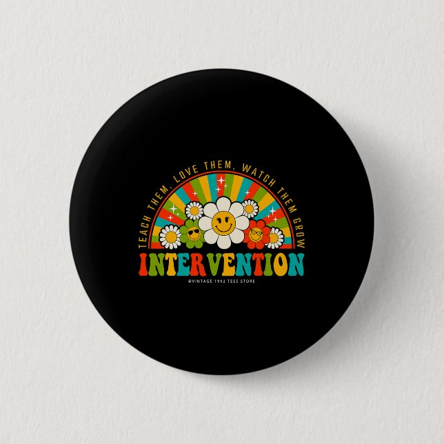 Groovy 100 Days Of School Teacher Intervention Squ 6 Cm Round Badge (Front)