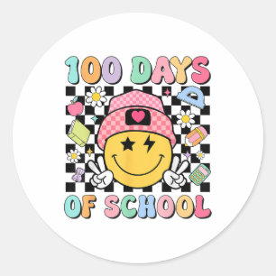Groovy 100 Days Of School Teachers Students 100th Classic Round Sticker