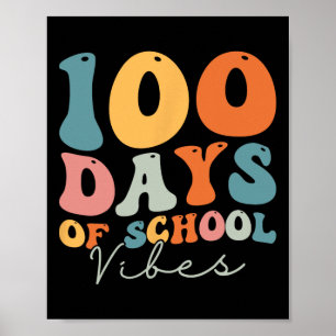 Groovy 100 Days Of School Vibes Teacher Girls Boys Poster