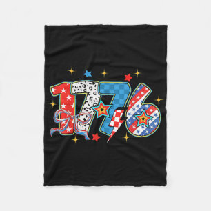 Groovy 1776 Coquette Bow Chequered Lightning Patri Fleece Blanket
