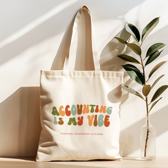 Groovy 1970s Accounting is My Vibe, Accountant Tote Bag (Creator Uploaded)