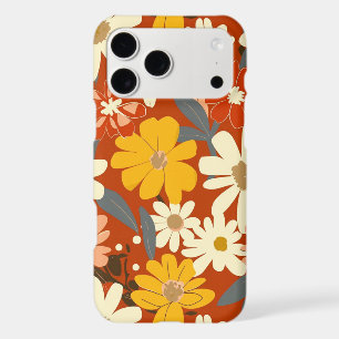Groovy 1970s Retro Floral Terracotta & Mustard