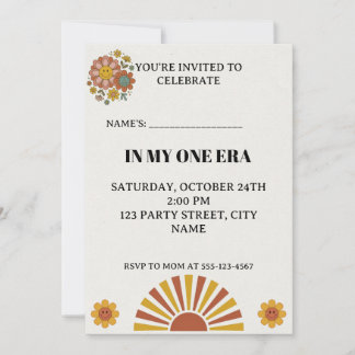 Groovy 1st Birthday Invitation In My One Era Retro