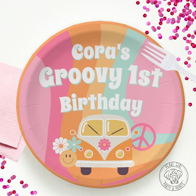 Groovy 1st Birthday Paper Plate (Creator Uploaded)