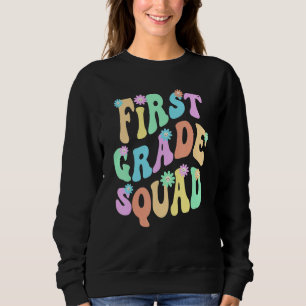 Groovy 1st Grade Squad School Teacher First Gr Ret Sweatshirt