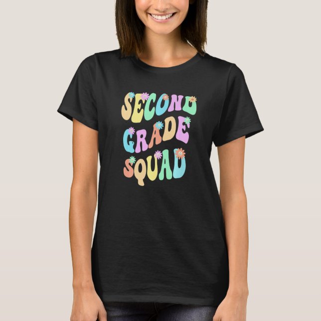 Groovy 2nd Grade Squad School Teacher Second Gr Re T-Shirt (Front)