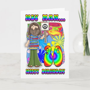 Groovy 30th Birthday - Hippy Birthday Card