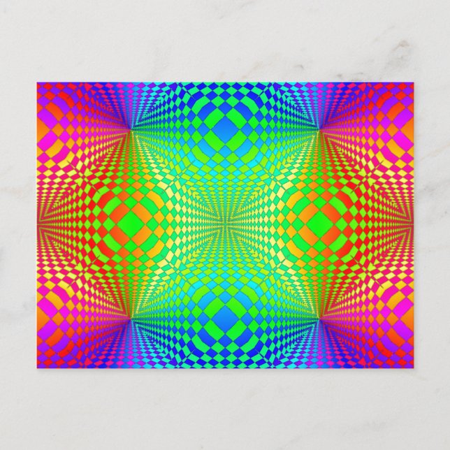 Groovy 3-D Retro Pattern Postcard (Front)