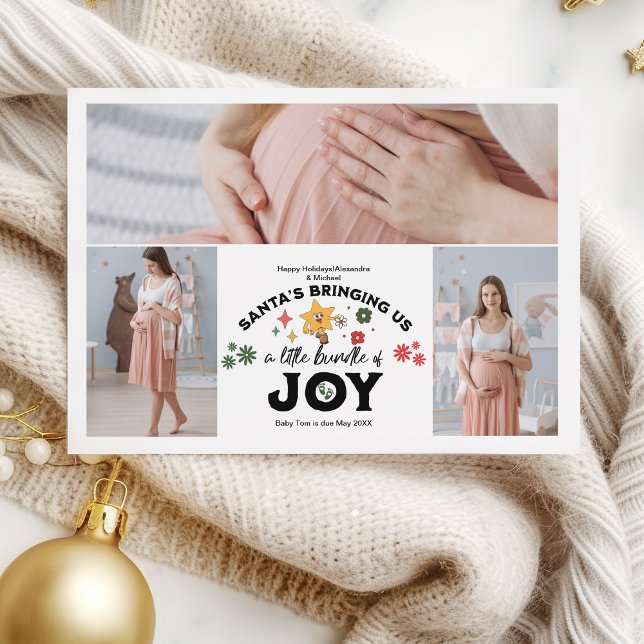 Groovy 3 Photo  Christmas Pregnancy Announcement (Creator Uploaded)